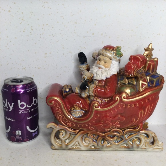 Burton & Burton Porcelain Santa, Sleigh Christmas Figurine for Holiday Home Deco - Picture 6 of 9